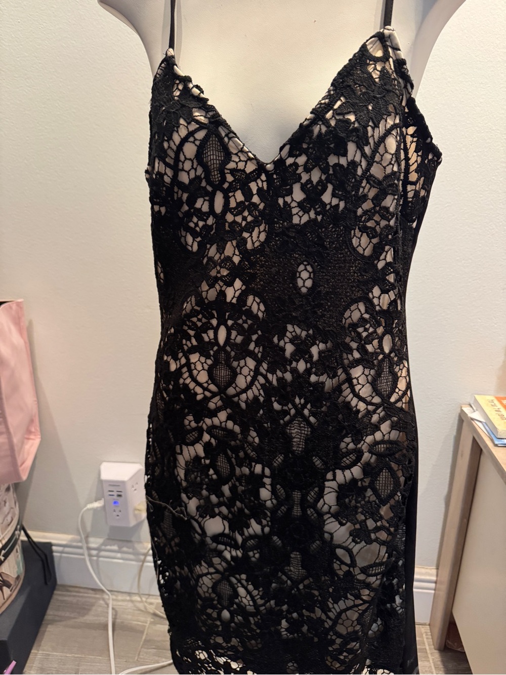 Parisian Works Black Dress with Nude Lining